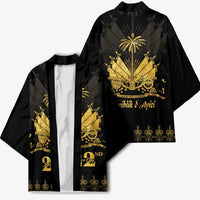 Ayiti 222nd Independence Day Anniversary Kimono Haiti Gold VeVe Pattern - Wonder Print Shop