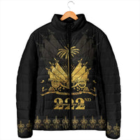Ayiti 222nd Independence Day Anniversary Padded Jacket Haiti Gold VeVe Pattern - Wonder Print Shop