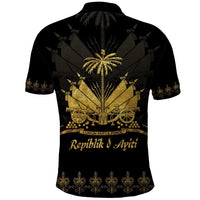 Ayiti 222nd Independence Day Anniversary Polo Shirt Haiti Gold VeVe Pattern LT01