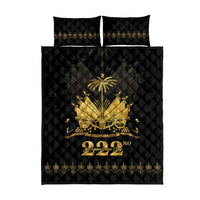 Ayiti 222nd Independence Day Anniversary Quilt Bed Set Haiti Gold VeVe Pattern - Wonder Print Shop