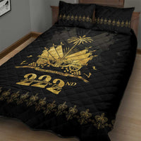 Ayiti 222nd Independence Day Anniversary Quilt Bed Set Haiti Gold VeVe Pattern - Wonder Print Shop