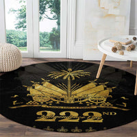 Ayiti 222nd Independence Day Anniversary Round Carpet Haiti Gold VeVe Pattern - Wonder Print Shop