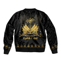 Ayiti 222nd Independence Day Anniversary Sleeve Zip Bomber Jacket Haiti Gold VeVe Pattern - Wonder Print Shop