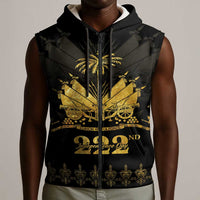 Ayiti 222nd Independence Day Anniversary Sleeveless Zip Hoodie Haiti Gold VeVe Pattern - Wonder Print Shop
