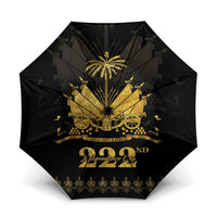Ayiti 222nd Independence Day Anniversary Umbrella Haiti Gold VeVe Pattern - Wonder Print Shop