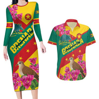 Personalized Grenada Independence Day 1974 Couples Matching Long Sleeve Bodycon Dress and Hawaiian Shirt La Gwinad Dove Armadillo Together - Wonder Print Shop
