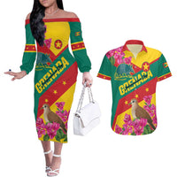 Personalized Grenada Independence Day 1974 Couples Matching Off The Shoulder Long Sleeve Dress and Hawaiian Shirt La Gwinad Dove Armadillo Together - Wonder Print Shop