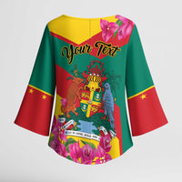 Personalized Grenada Independence Day 1974 Kimono Sleeve Blouse La Gwinad Dove Armadillo Together - Wonder Print Shop