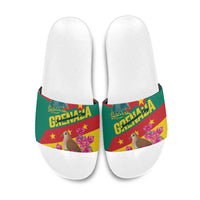 Grenada Independence Day 1974 Slide Sandals La Gwinad Dove Armadillo Together - Wonder Print Shop