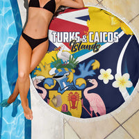 Turks and Caicos Islands Beach Blanket Coat Of Arms Tropical Flowers