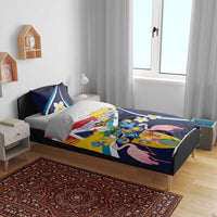 Turks and Caicos Islands Bedding Set Coat Of Arms Tropical Flowers