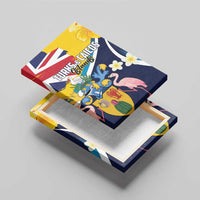 Turks and Caicos Islands Canvas Wall Art Coat Of Arms Tropical Flowers