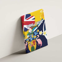 Turks and Caicos Islands Canvas Wall Art Coat Of Arms Tropical Flowers