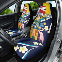Turks and Caicos Islands Car Seat Cover Coat Of Arms Tropical Flowers