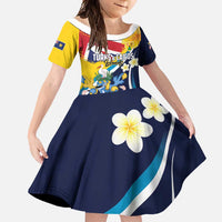 Personalised Turks and Caicos Islands Family Matching Mermaid Dress and Hawaiian Shirt Coat Of Arms Tropical Flowers