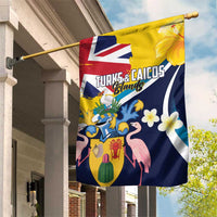 Turks and Caicos Islands Garden Flag Coat Of Arms Tropical Flowers