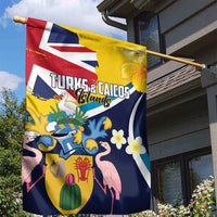 Turks and Caicos Islands Garden Flag Coat Of Arms Tropical Flowers