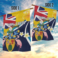 Turks and Caicos Islands Garden Flag Coat Of Arms Tropical Flowers