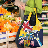 Turks and Caicos Islands Grocery Bag Coat Of Arms Tropical Flowers