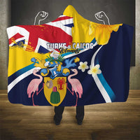 Turks and Caicos Islands Hooded Blanket Coat Of Arms Tropical Flowers