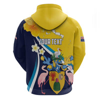 Personalised Turks and Caicos Islands Hoodie Coat Of Arms Tropical Flowers