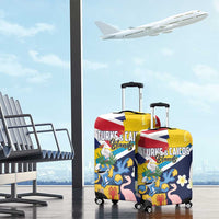 Turks and Caicos Islands Luggage Cover Coat Of Arms Tropical Flowers