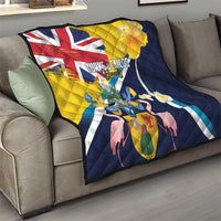 Turks and Caicos Islands Quilt Coat Of Arms Tropical Flowers