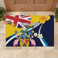 Turks and Caicos Islands Rubber Doormat Coat Of Arms Tropical Flowers