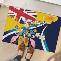 Turks and Caicos Islands Rubber Doormat Coat Of Arms Tropical Flowers