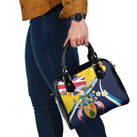 Turks and Caicos Islands Shoulder Handbag Coat Of Arms Tropical Flowers