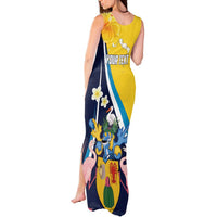 Personalised Turks and Caicos Islands Tank Maxi Dress Coat Of Arms Tropical Flowers