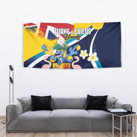 Turks and Caicos Islands Tapestry Coat Of Arms Tropical Flowers