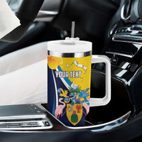 Personalised Turks and Caicos Islands Tumbler With Handle Coat Of Arms Tropical Flowers