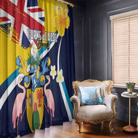 Turks and Caicos Islands Window Curtain Coat Of Arms Tropical Flowers