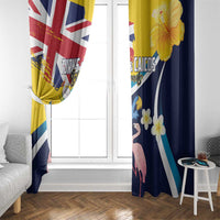 Turks and Caicos Islands Window Curtain Coat Of Arms Tropical Flowers