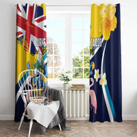 Turks and Caicos Islands Window Curtain Coat Of Arms Tropical Flowers