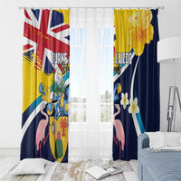 Turks and Caicos Islands Window Curtain Coat Of Arms Tropical Flowers