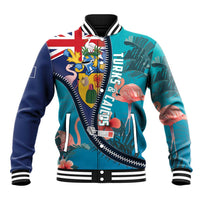 Turks and Caicos Islands Flamingo Baseball Jacket Zipper Stylized