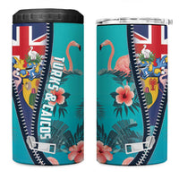 Turks and Caicos Islands Flamingo 4 in 1 Can Cooler Tumbler Zipper Stylized
