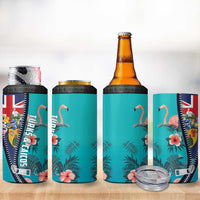 Turks and Caicos Islands Flamingo 4 in 1 Can Cooler Tumbler Zipper Stylized