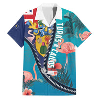 Turks and Caicos Islands Flamingo Family Matching Mermaid Dress and Hawaiian Shirt Zipper Stylized