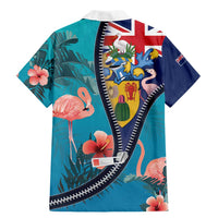 Turks and Caicos Islands Flamingo Family Matching Mermaid Dress and Hawaiian Shirt Zipper Stylized