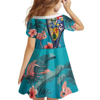 Turks and Caicos Islands Flamingo Family Matching Off Shoulder Maxi Dress and Hawaiian Shirt Zipper Stylized