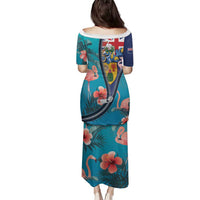 Turks and Caicos Islands Flamingo Family Matching Puletasi and Hawaiian Shirt Zipper Stylized