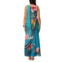 Turks and Caicos Islands Flamingo Family Matching Tank Maxi Dress and Hawaiian Shirt Zipper Stylized