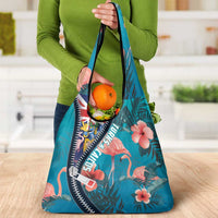 Turks and Caicos Islands Flamingo Grocery Bag Zipper Stylized
