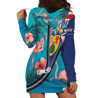 Turks and Caicos Islands Flamingo Hoodie Dress Zipper Stylized