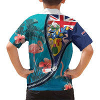 Turks and Caicos Islands Flamingo Kid Hawaiian Shirt Zipper Stylized