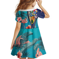 Turks and Caicos Islands Flamingo Kid Short Sleeve Dress Zipper Stylized