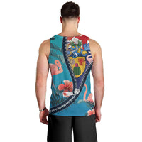 Turks and Caicos Islands Flamingo Men Tank Top Zipper Stylized